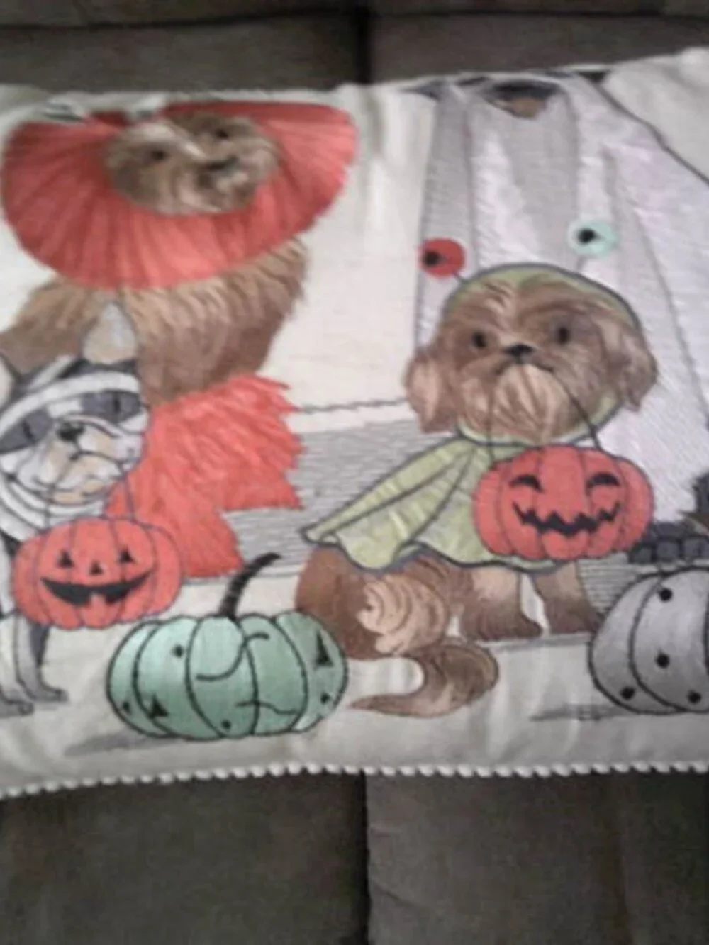 PIER 1 ONE FALL HALLOWEEN PLUSH EMBROIDERED LUMBAR PILLOW DOG PARADE 22